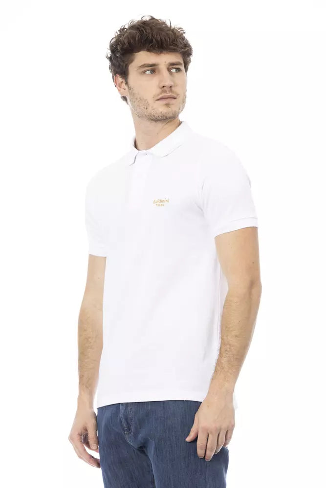 Tricou polo Baldinini Trend alb din bumbac pentru bărbați