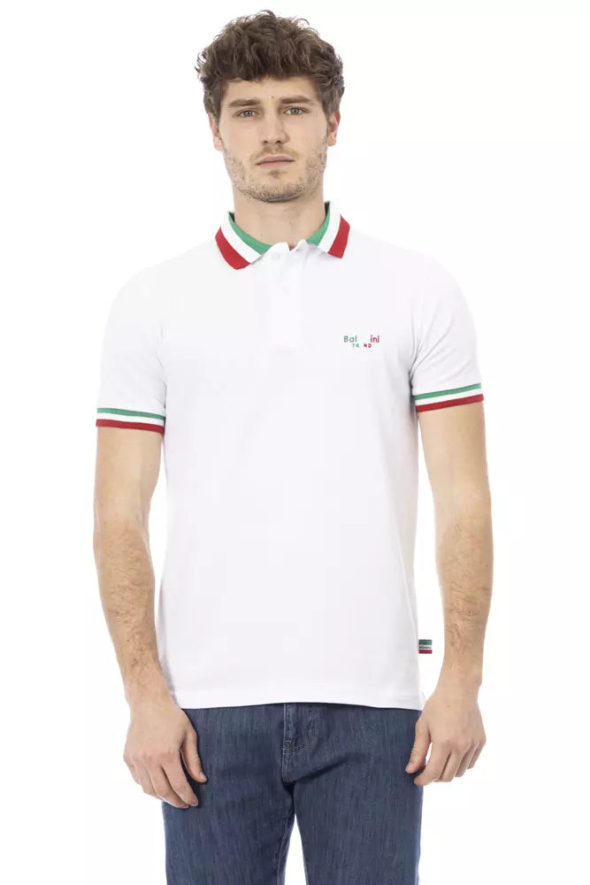 Tricou polo Baldinini Trend alb din bumbac pentru bărbați