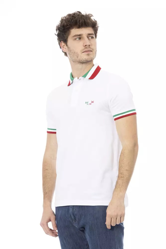 Tricou polo Baldinini Trend alb din bumbac pentru bărbați