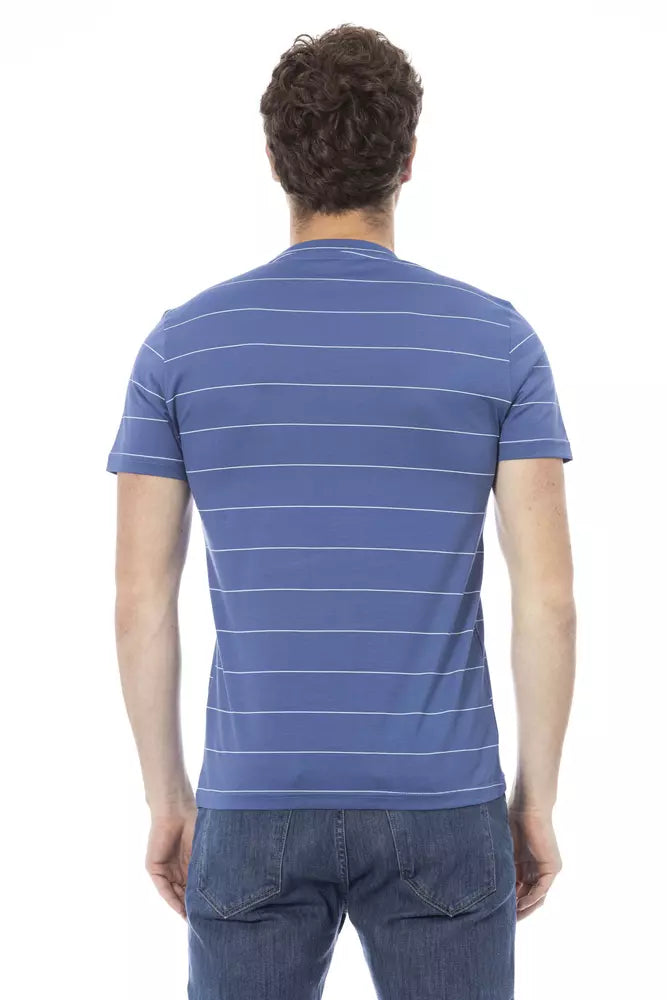 Tricou Baldinini Trend albastru din bumbac pentru bărbați