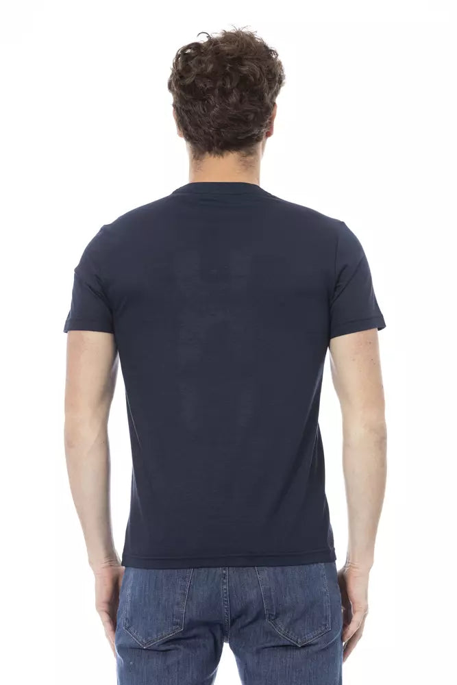 Tricou Baldinini Trend albastru din bumbac pentru bărbați
