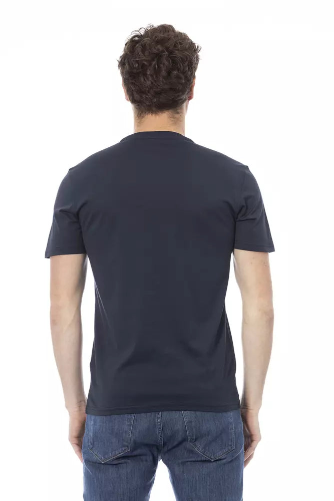 Tricou Baldinini Trend albastru din bumbac pentru bărbați