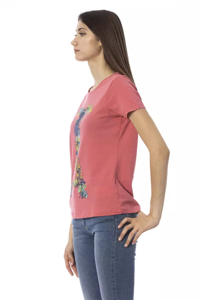 Tricou Trussardi Action Chic Fuchsia cu mânecă scurtă la modă