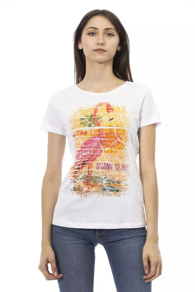 Tricou Trussardi Action Chic alb cu notă grafică