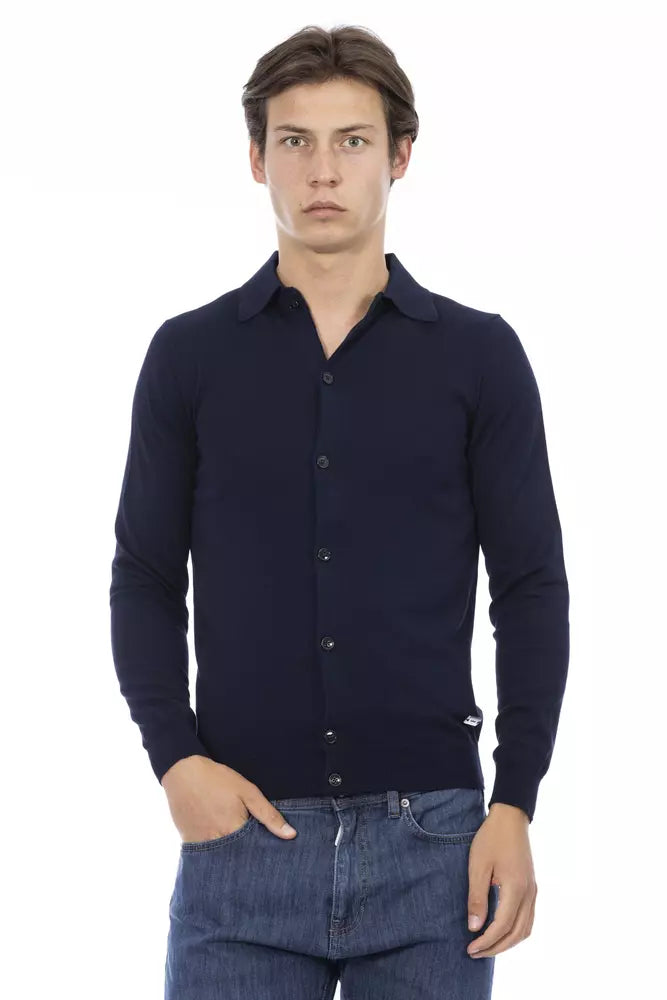 Baldinini Trend Blaues Herrenhemd aus Baumwolle