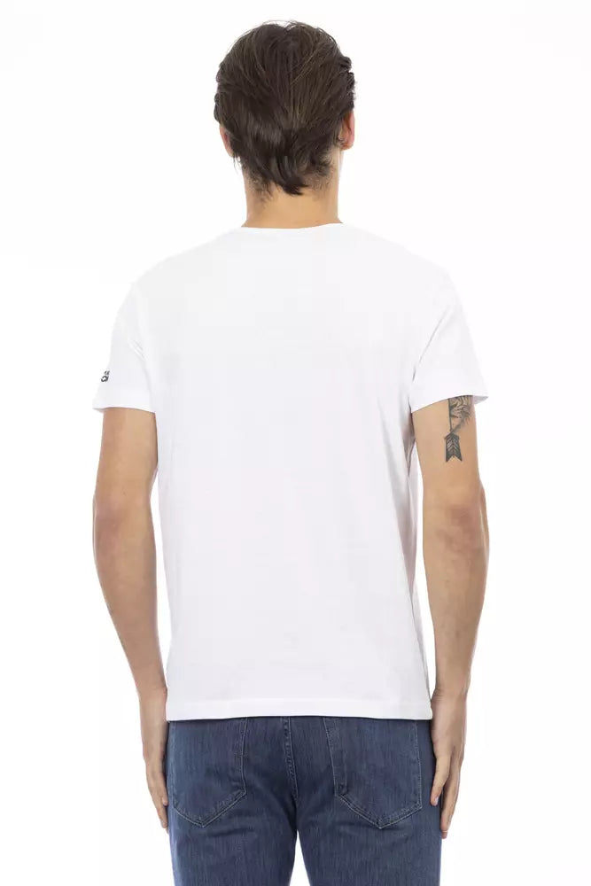 Tricou Trussardi Action elegant cu decolteu în V și imprimeu frontal elegant
