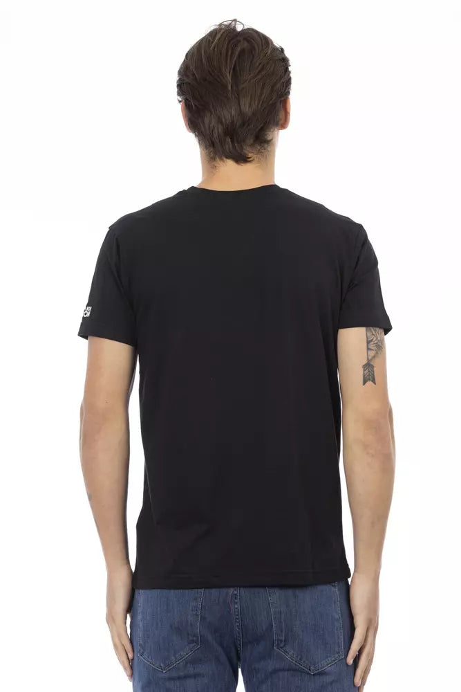 Trussardi Action Black Cotton Men's V-Neck T-Shirt
