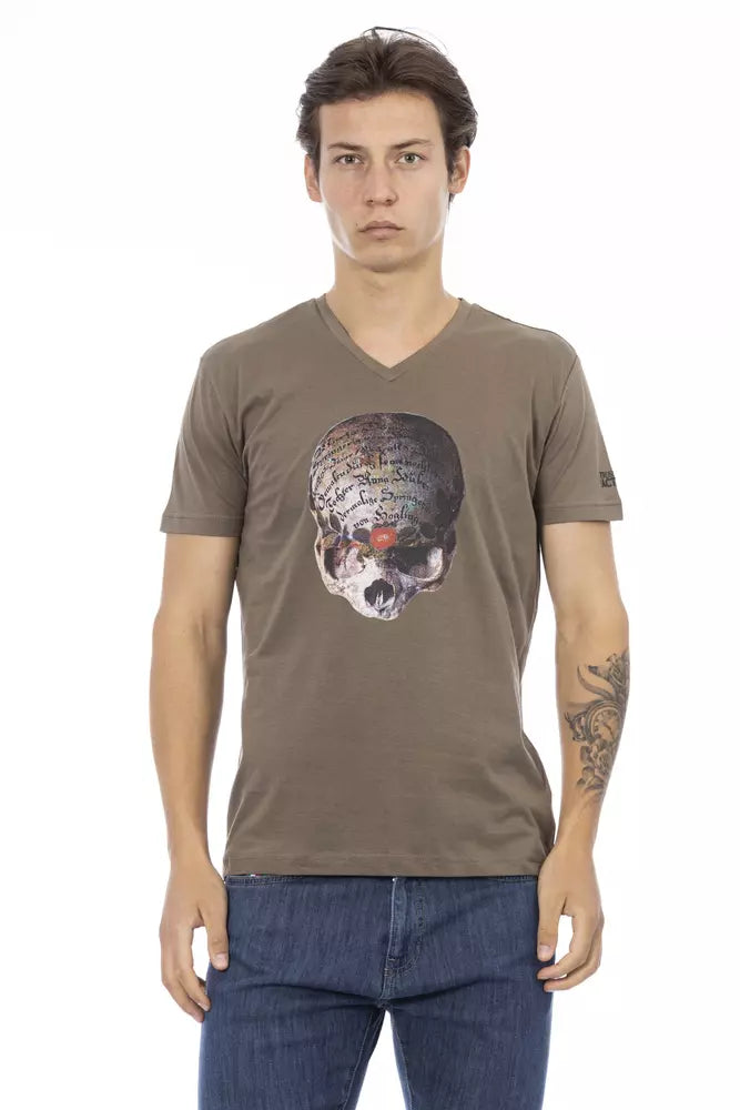Trussardi Action Braunes Herren-T-Shirt aus Baumwolle