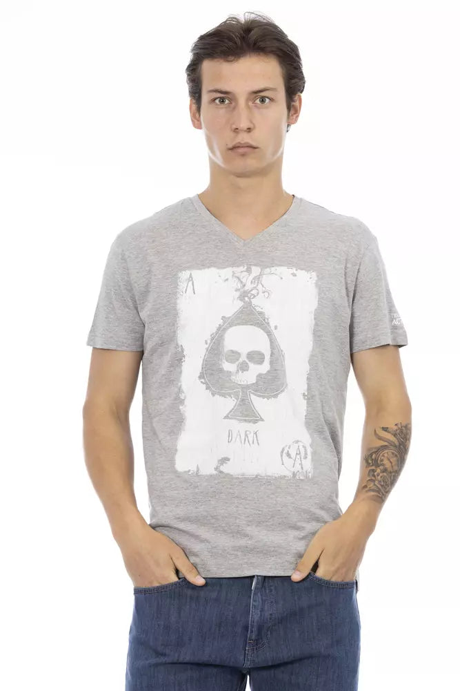 Trussardi Action Graues Herren-T-Shirt aus Baumwolle