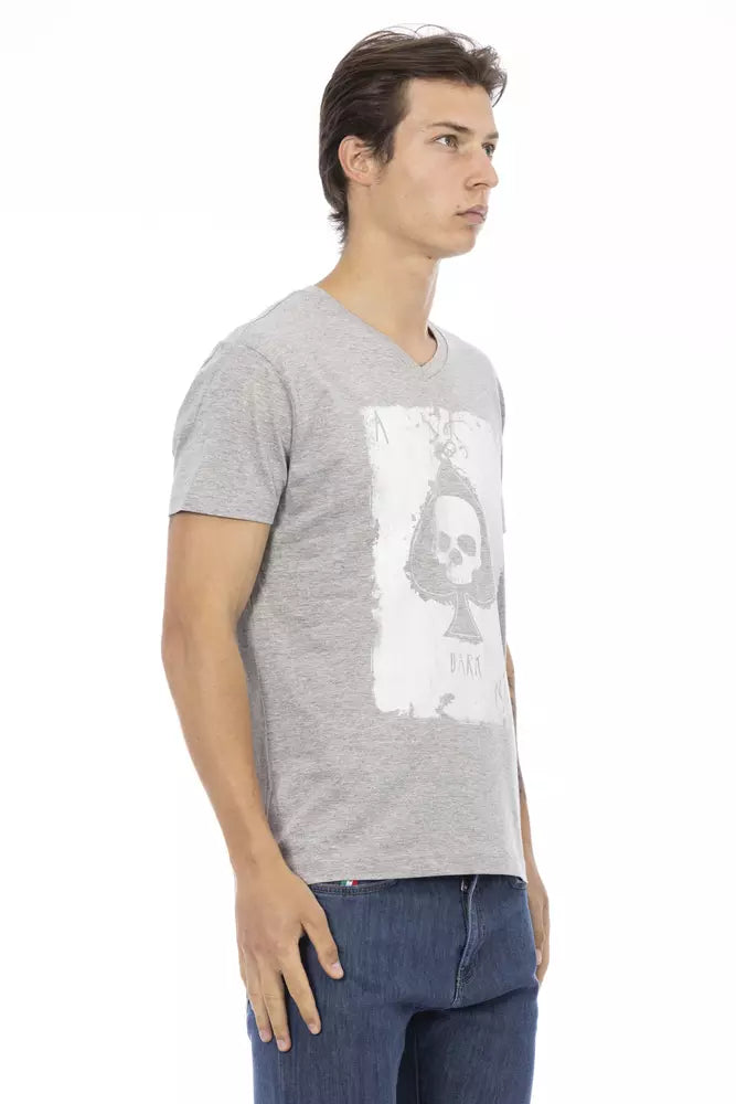 Trussardi Action Graues Herren-T-Shirt aus Baumwolle