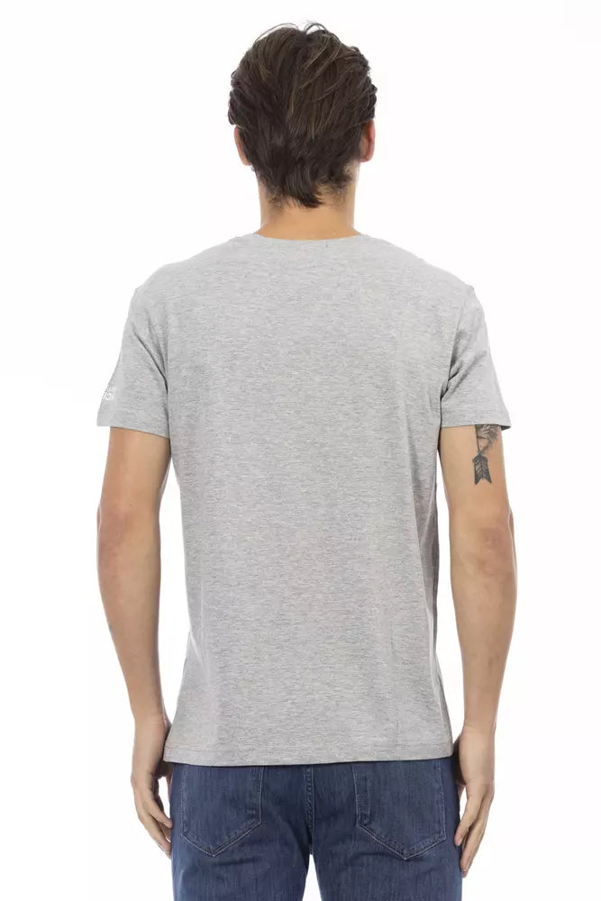 Tricou Trussardi Action gri din bumbac pentru bărbați