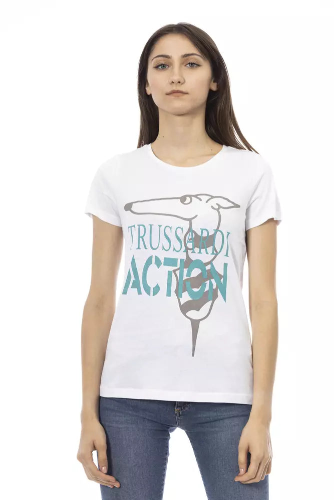 Tricou Trussardi Action Chic alb cu imprimeu: esențial pentru garderoba de vară
