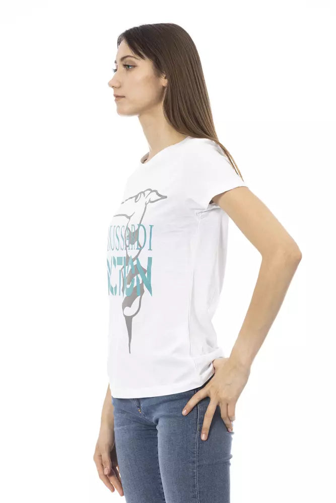Tricou Trussardi Action Chic alb cu imprimeu: esențial pentru garderoba de vară