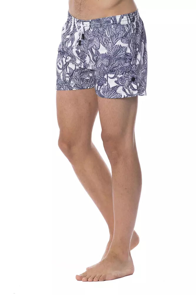 Costum de baie Roberto Cavalli Sport albastru deschis din poliester pentru bărbați
