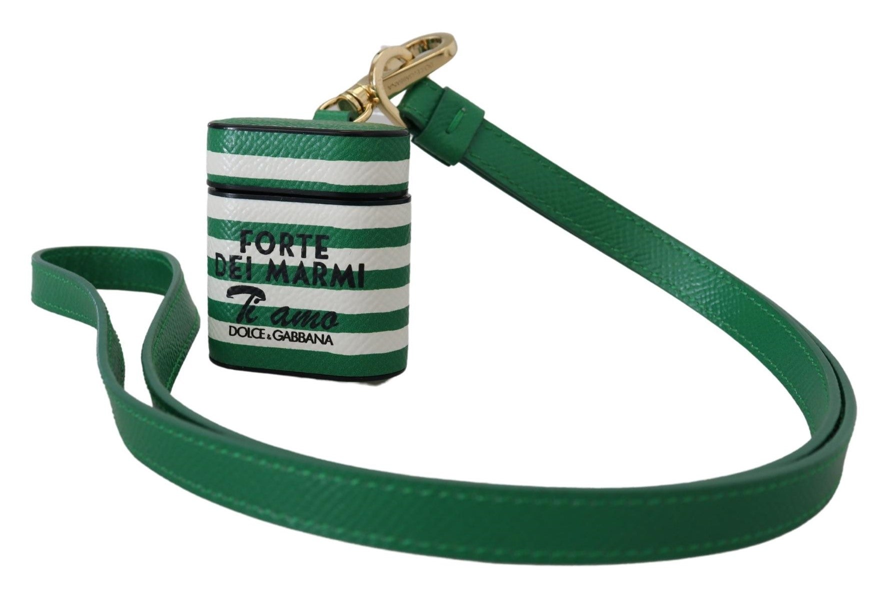 Husă elegantă din piele Dolce &amp; Gabbana pentru Airpods - Verde luxuriant