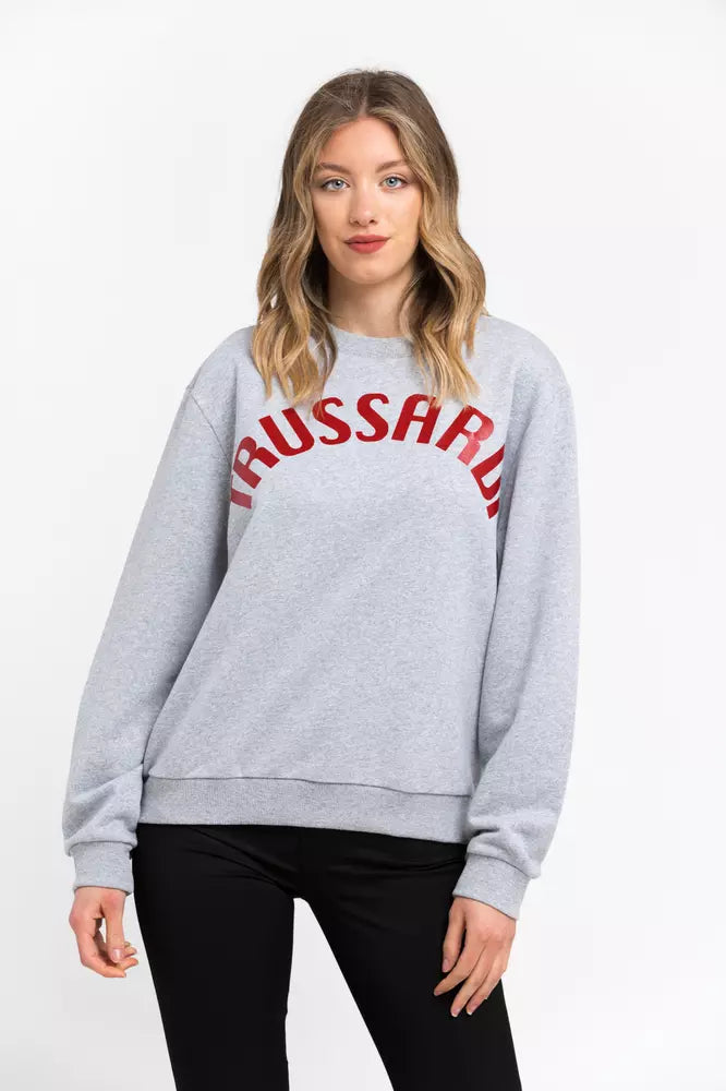 Trussardi Grauer Baumwollpullover für Damen