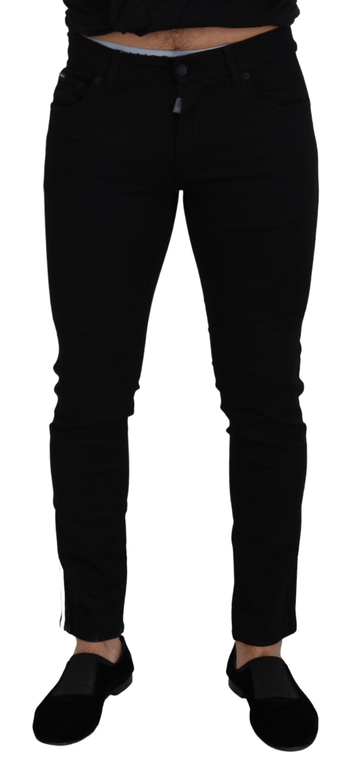 Dolce &amp; Gabbana Elegante schwarze Slim Fit Jeanshose