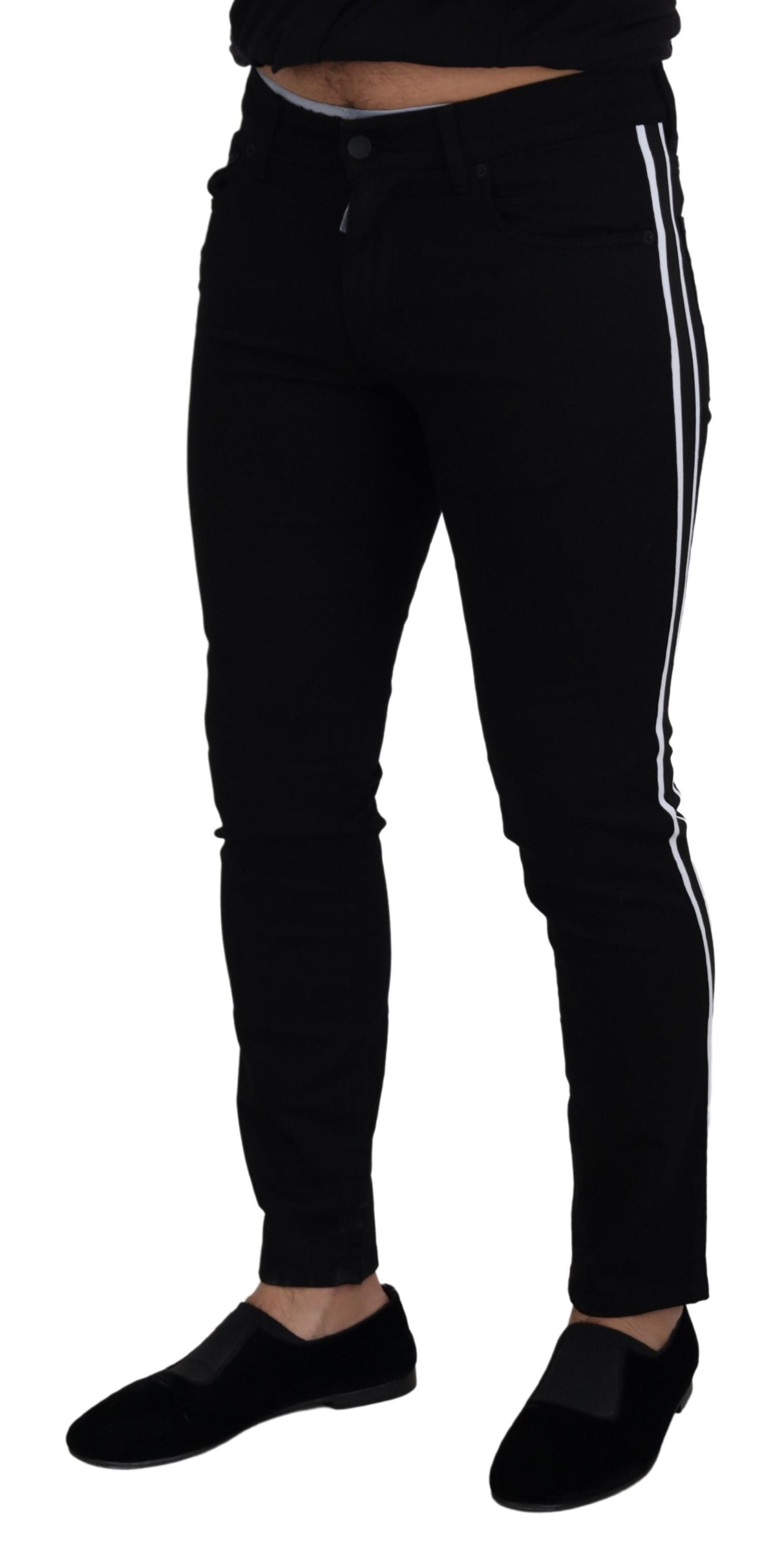 Dolce &amp; Gabbana Elegante schwarze Slim Fit Jeanshose