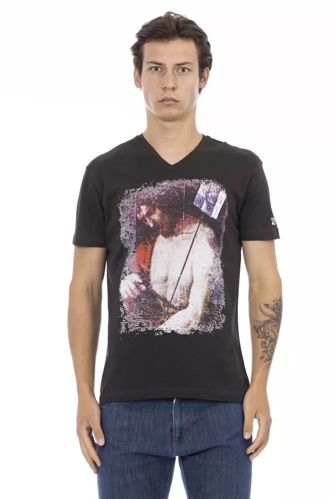 Trussardi Action Schwarzes Herren-T-Shirt aus Baumwolle