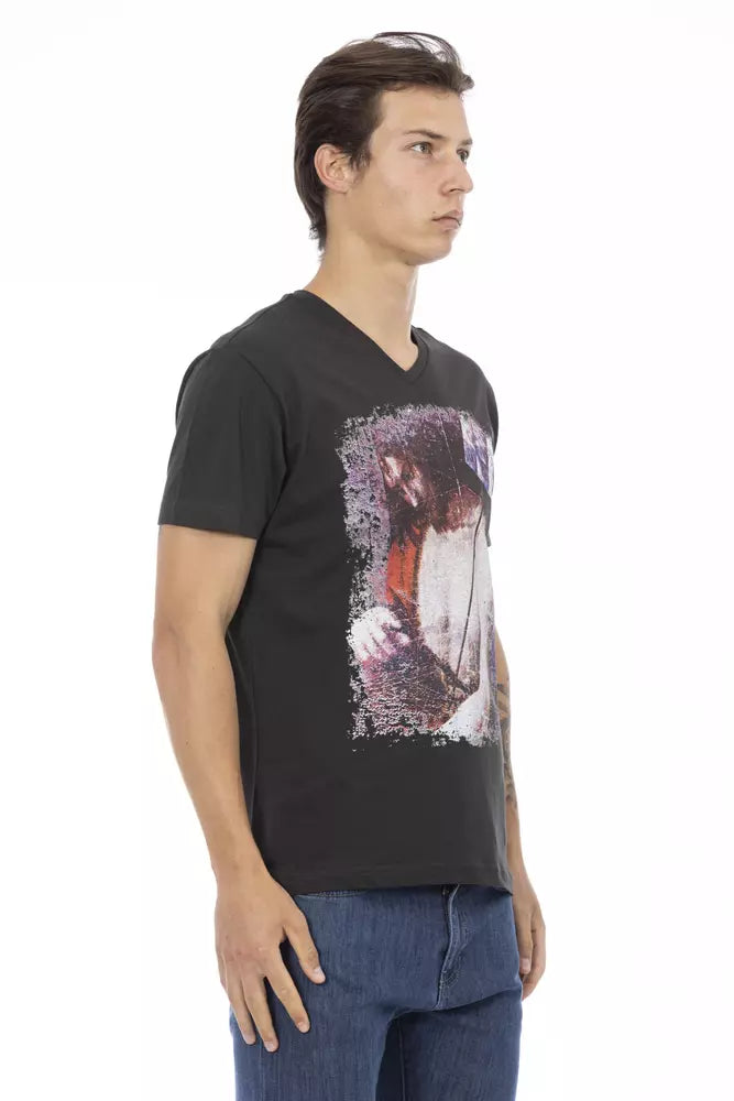 Trussardi Action Schwarzes Herren-T-Shirt aus Baumwolle