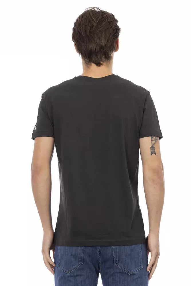 Trussardi Action Schwarzes Herren-T-Shirt aus Baumwolle