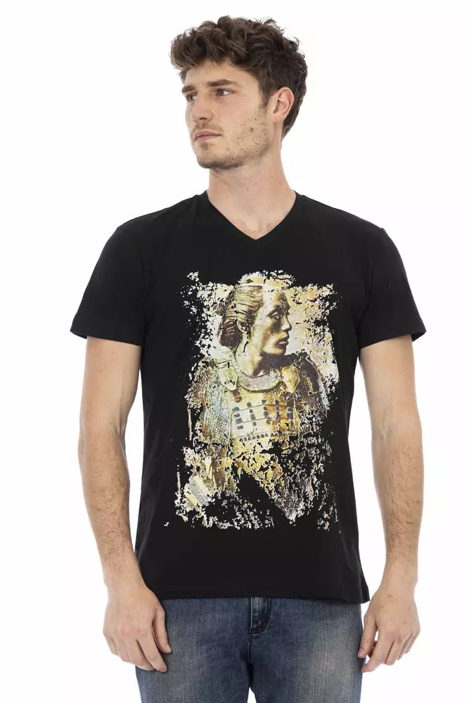 Trussardi Action Schwarzes Herren-T-Shirt aus Baumwolle