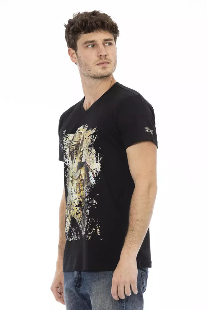 Trussardi Action Schwarzes Herren-T-Shirt aus Baumwolle