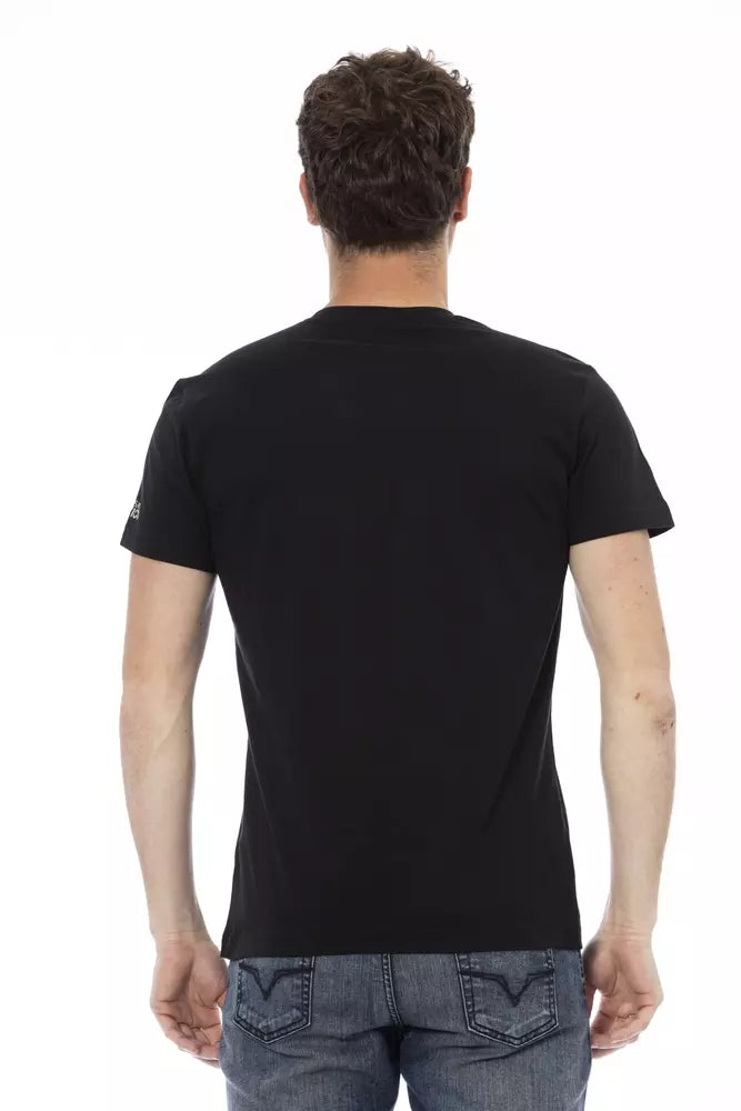Trussardi Action Schwarzes Herren-T-Shirt aus Baumwolle