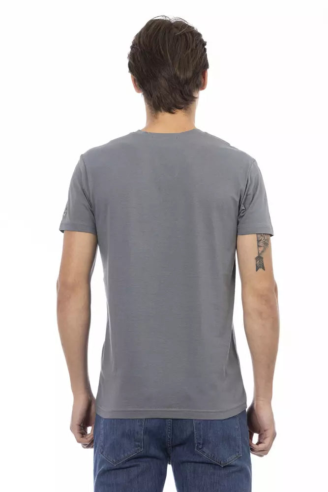 Tricou Trussardi Action gri din bumbac pentru bărbați
