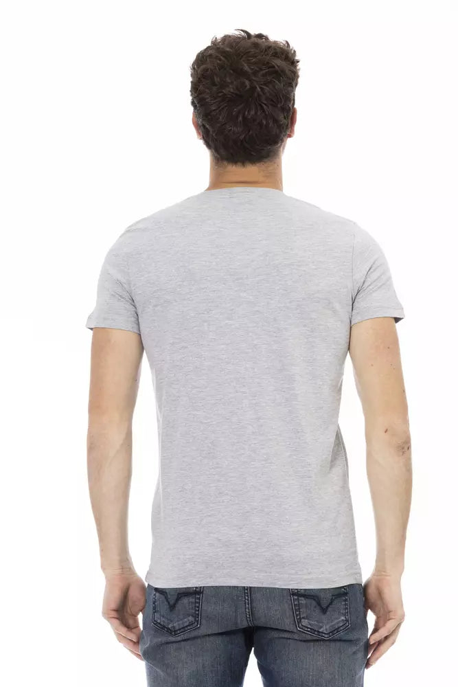 Tricou Trussardi Action gri din bumbac pentru bărbați