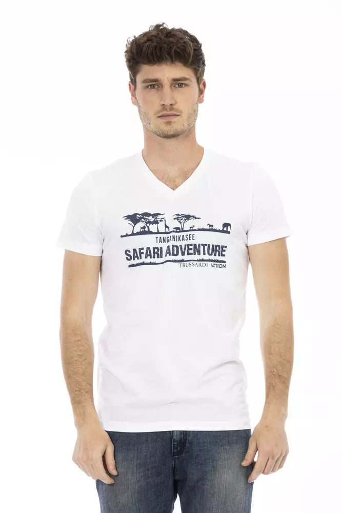 Trussardi Action Weißes Baumwoll-T-Shirt für Herren