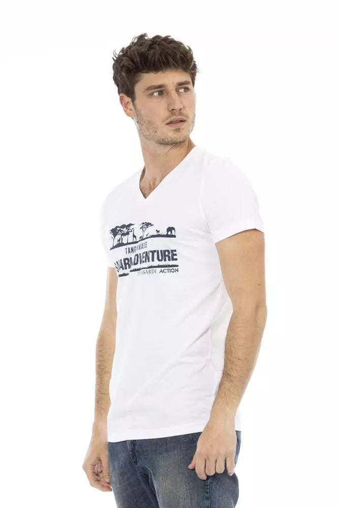 Trussardi Action Weißes Baumwoll-T-Shirt für Herren