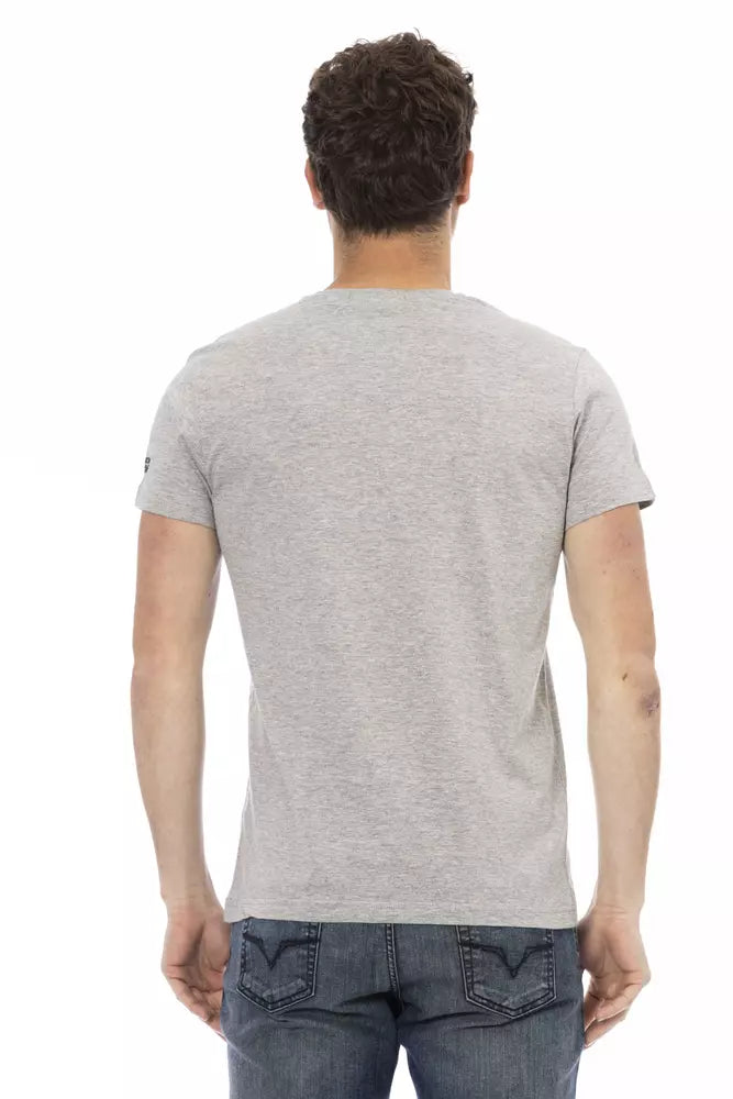 Tricou Trussardi Action gri din bumbac pentru bărbați