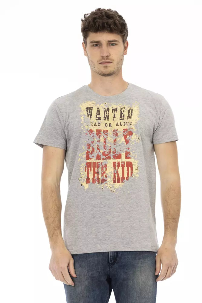 Trussardi Action Graues Herren-T-Shirt aus Baumwolle