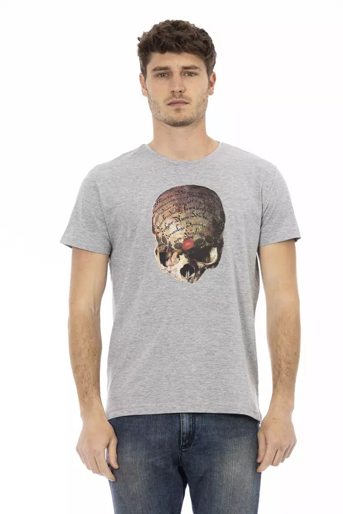 Trussardi Action Graues Herren-T-Shirt aus Baumwolle