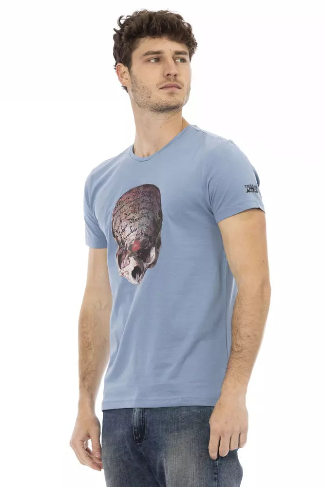Trussardi Action Hellblaues Herren-T-Shirt aus Baumwolle