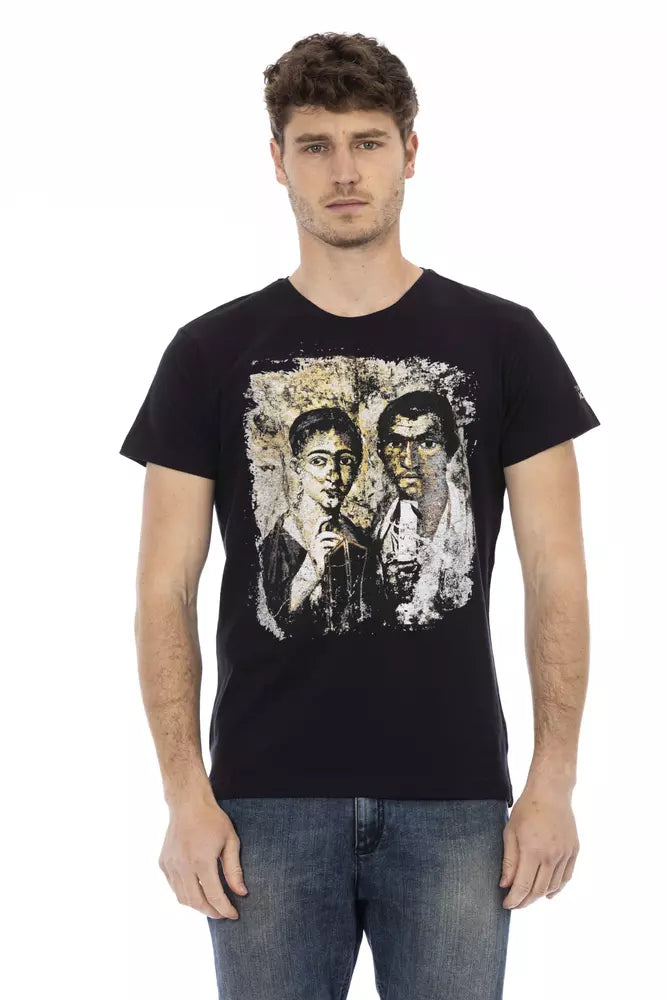 Trussardi Action Schwarzes Herren-T-Shirt aus Baumwolle