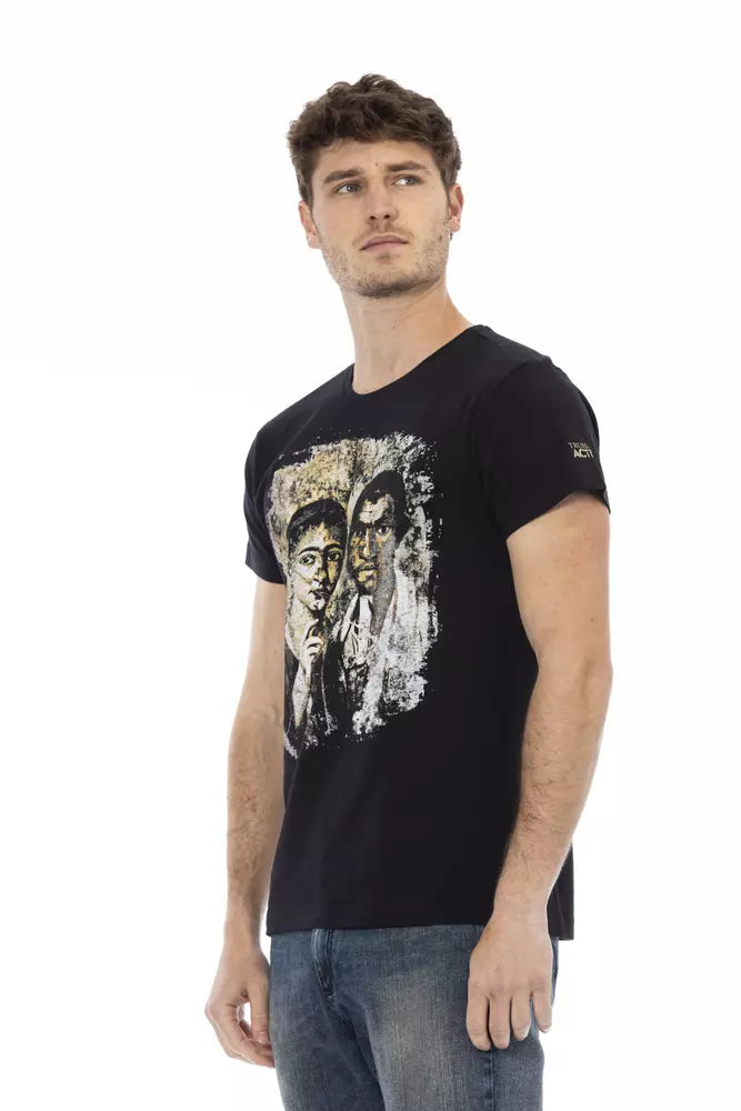 Trussardi Action Schwarzes Herren-T-Shirt aus Baumwolle