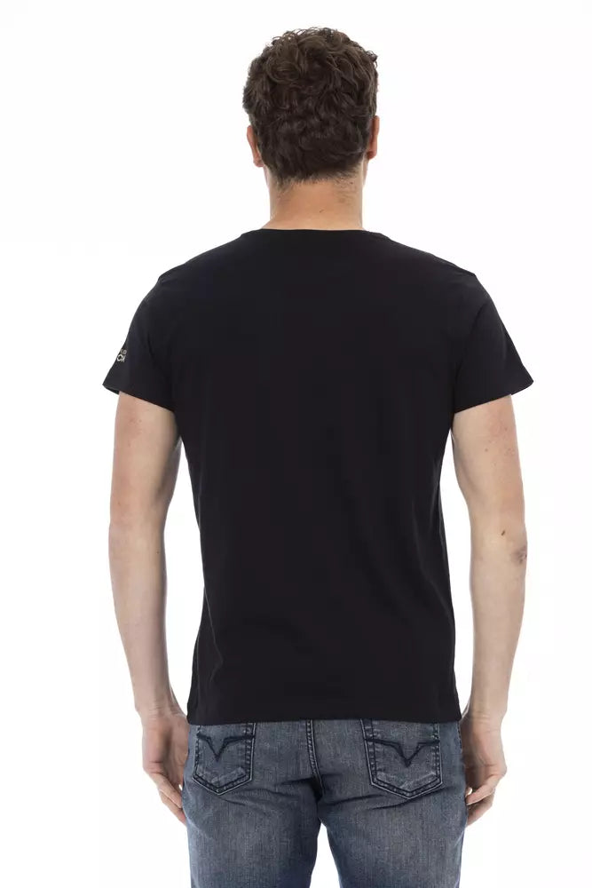 Trussardi Action Schwarzes Herren-T-Shirt aus Baumwolle