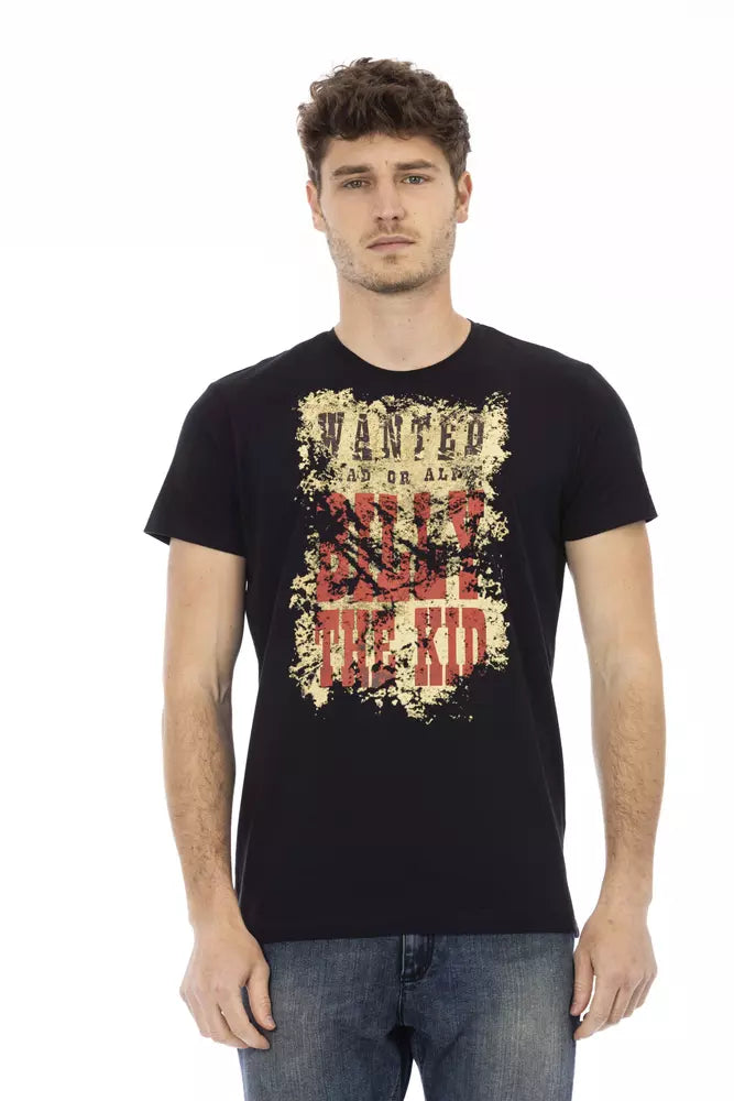 Trussardi Action Schwarzes Herren-T-Shirt aus Baumwolle