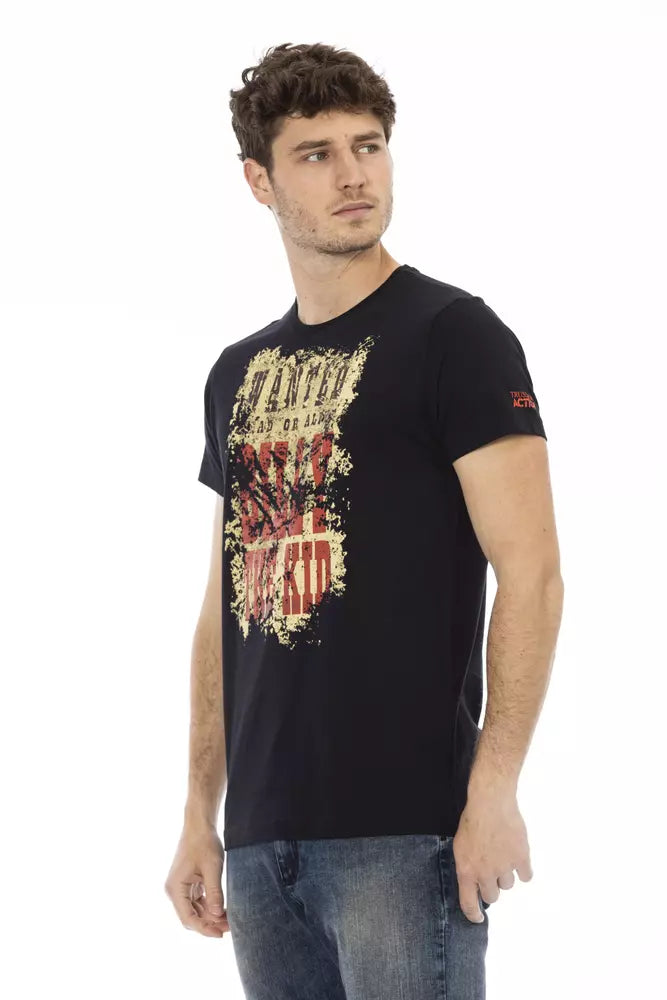 Trussardi Action Schwarzes Herren-T-Shirt aus Baumwolle