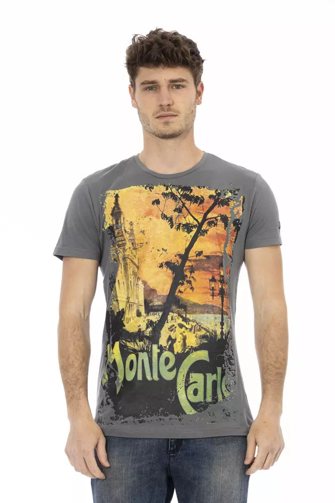Trussardi Action Graues Baumwoll-T-Shirt für Herren