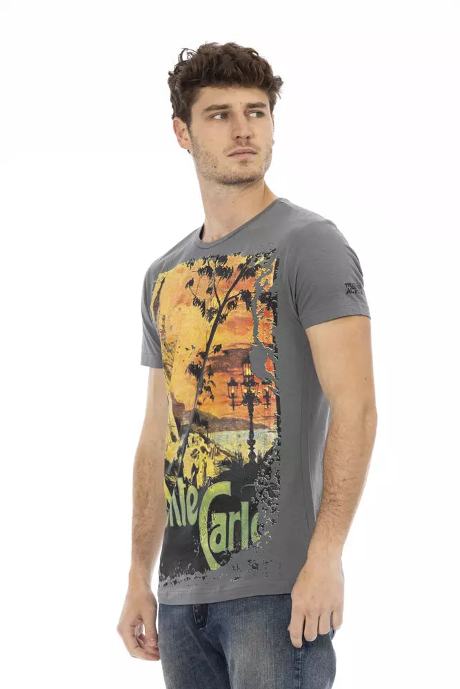Trussardi Action Graues Baumwoll-T-Shirt für Herren