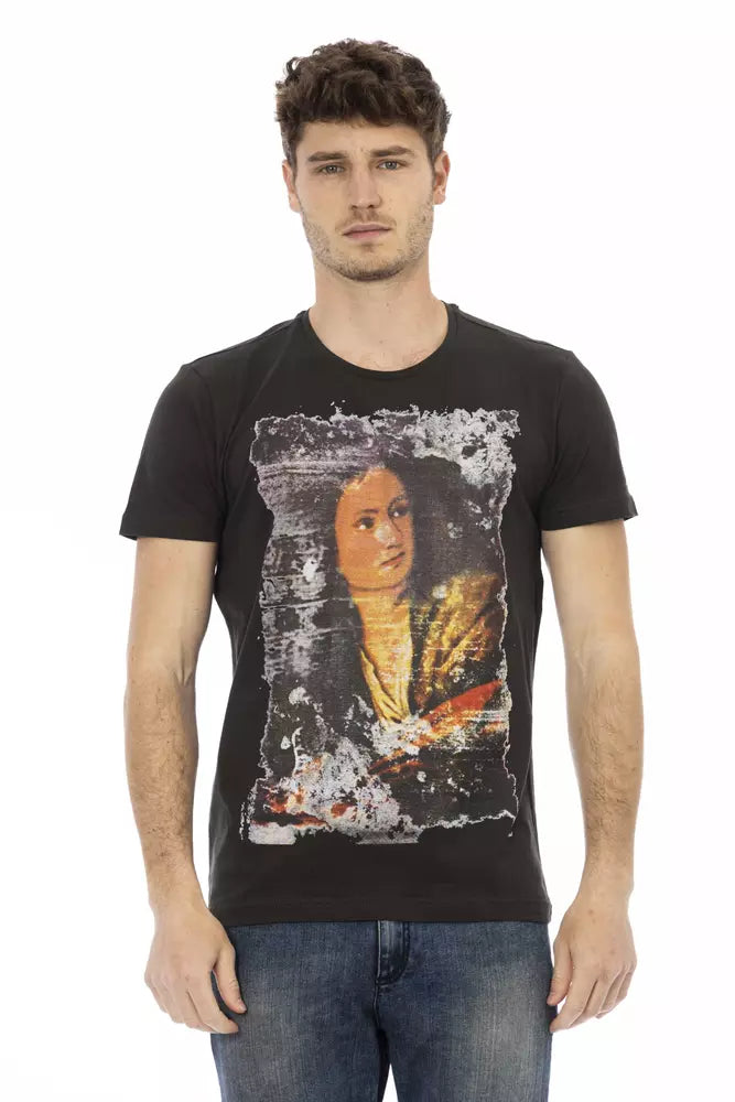 Trussardi Action Schwarzes Herren-T-Shirt aus Baumwolle