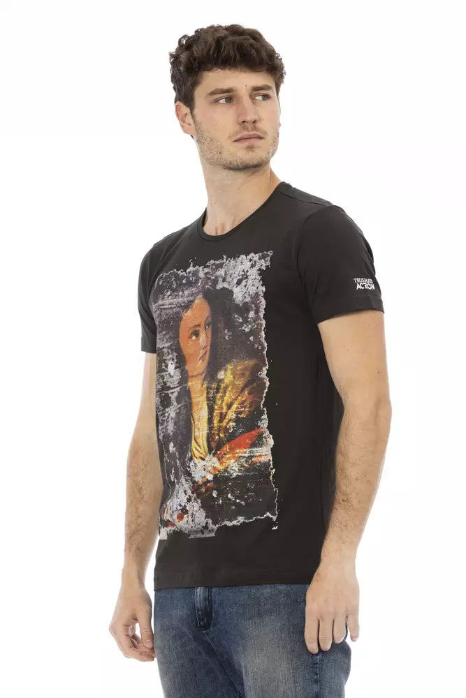 Trussardi Action Schwarzes Herren-T-Shirt aus Baumwolle