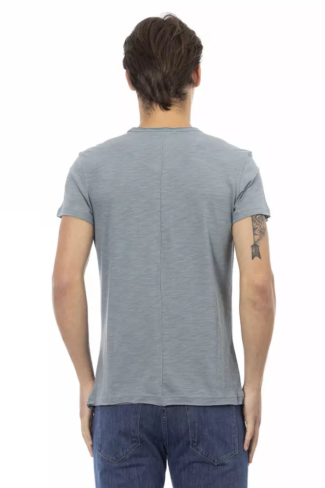 Tricou Trussardi Action gri din bumbac pentru bărbați