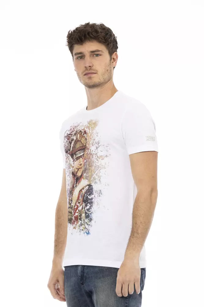 Tricou Trussardi Action Sleek alb din amestec de bumbac cu grafică în față