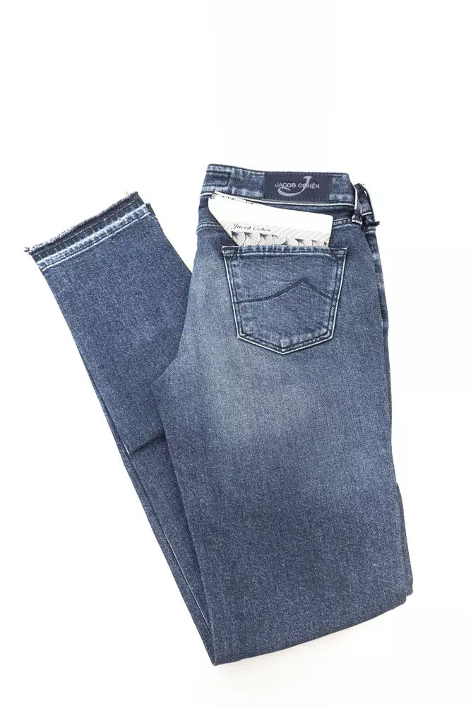 Jacob Cohen Blaue Baumwolljeans für Damen mit Fransensaum