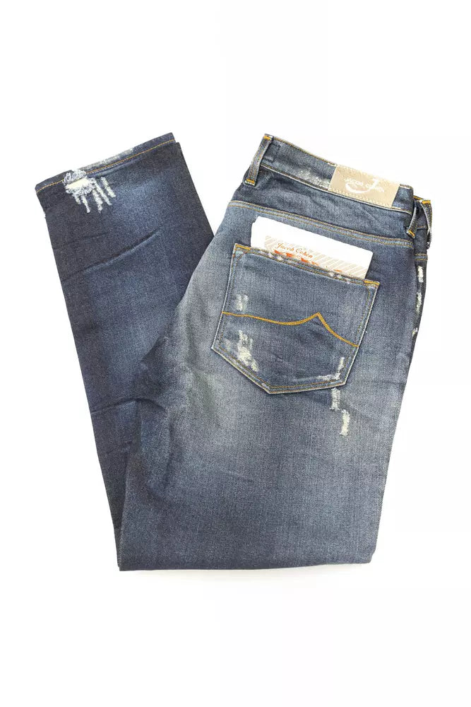 Jacob Cohen Blaue Baumwolljeans für Damen mit geradem Bein und kleinen Rissen