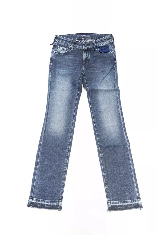 Jacob Cohen Blaue Baumwolljeans für Damen mit Fransensaum